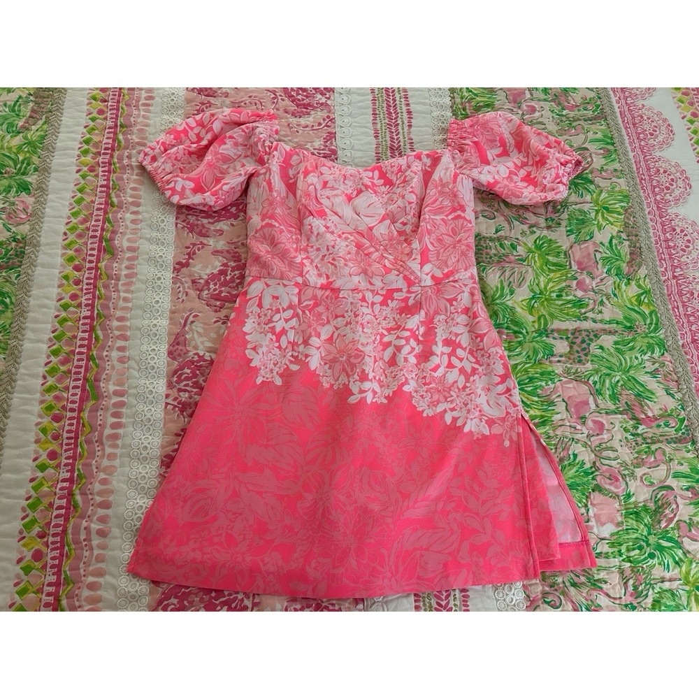 Size 2 Women's Lilly Pulitzer Pink Floral Romper Shorts Dress